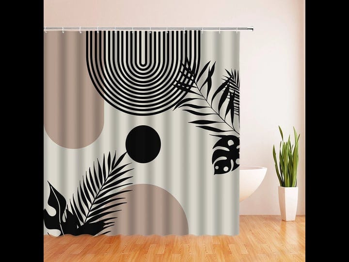 tinloen-black-boho-mid-century-shower-curtain-modern-minimalist-geometric-abstract-sun-rainbow-arch--1