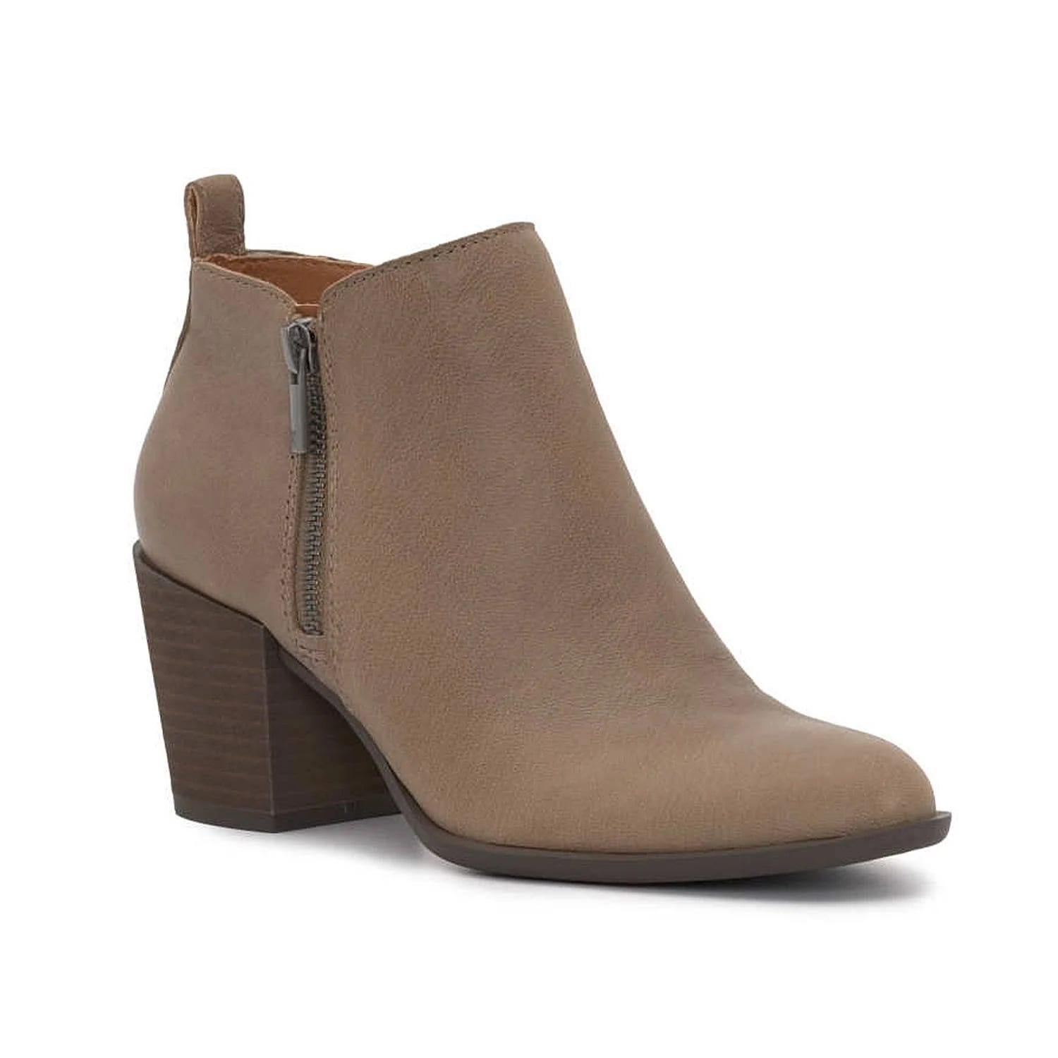 Lucky Brand Basel Mid Heel Bootie - Taupe Leather - Size 8.5 | Image