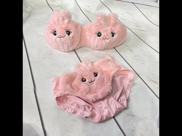 kemolene-luxurious-bunny-rabbit-plush-bra-set-soft-and-sexy-womens-underwear-pink-small-1