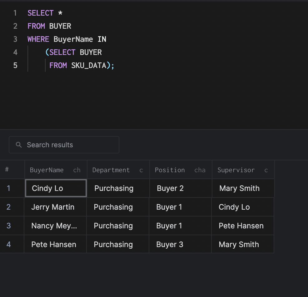 arctype select subquery results view