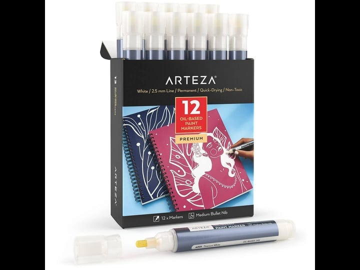 arteza-permanent-oil-based-bullet-nib-markers--001-titanium-white-2-5mm-12-pack-1