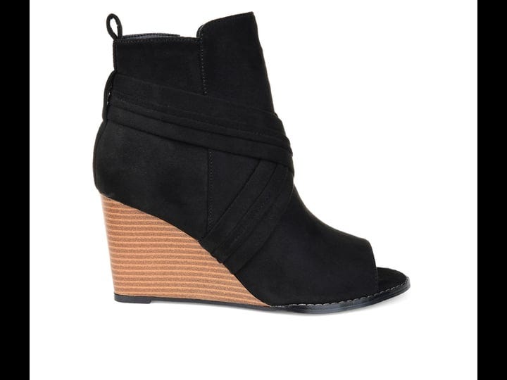 womens-journee-collection-sabeena-wedge-peep-toe-booties-in-black-size-5-6