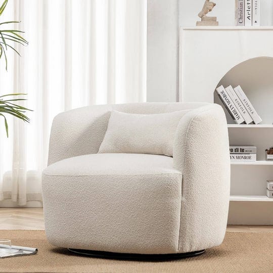 poly-blend-boucle-fabric-upholstered-swivel-armchair-beige-1