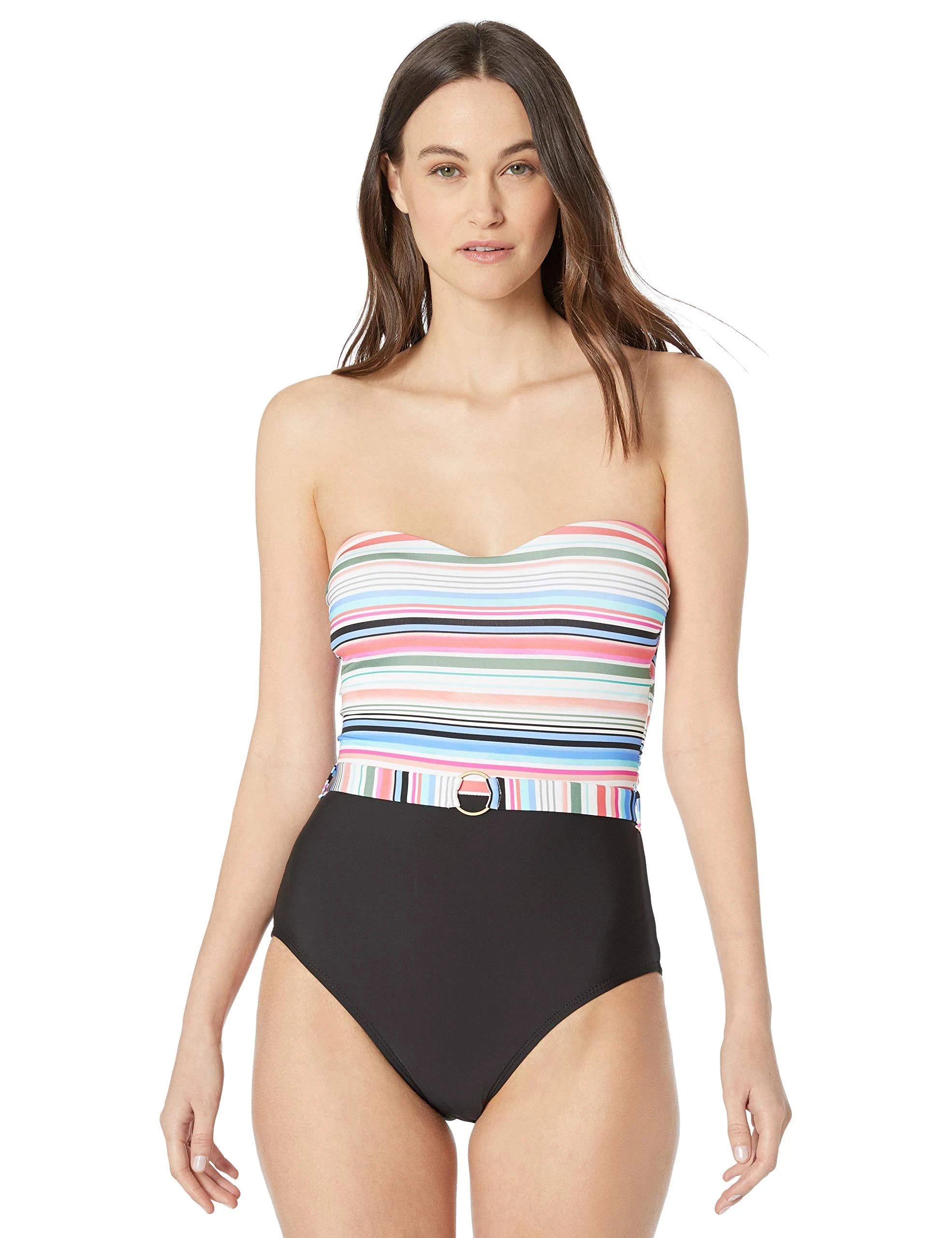 Stylish, Strapless Bandeau Swimsuit with Tummy Control | Image