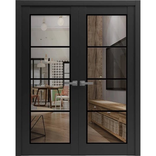 solid-french-double-doors-lucia-2466-matte-black-clear-glass-wood-solid-panel-frame-trims-closet-bed-1