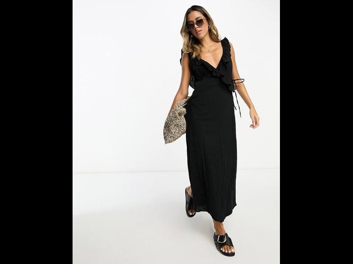 asos-design-ruffle-sleeveless-cotton-wrap-dress-in-black-1