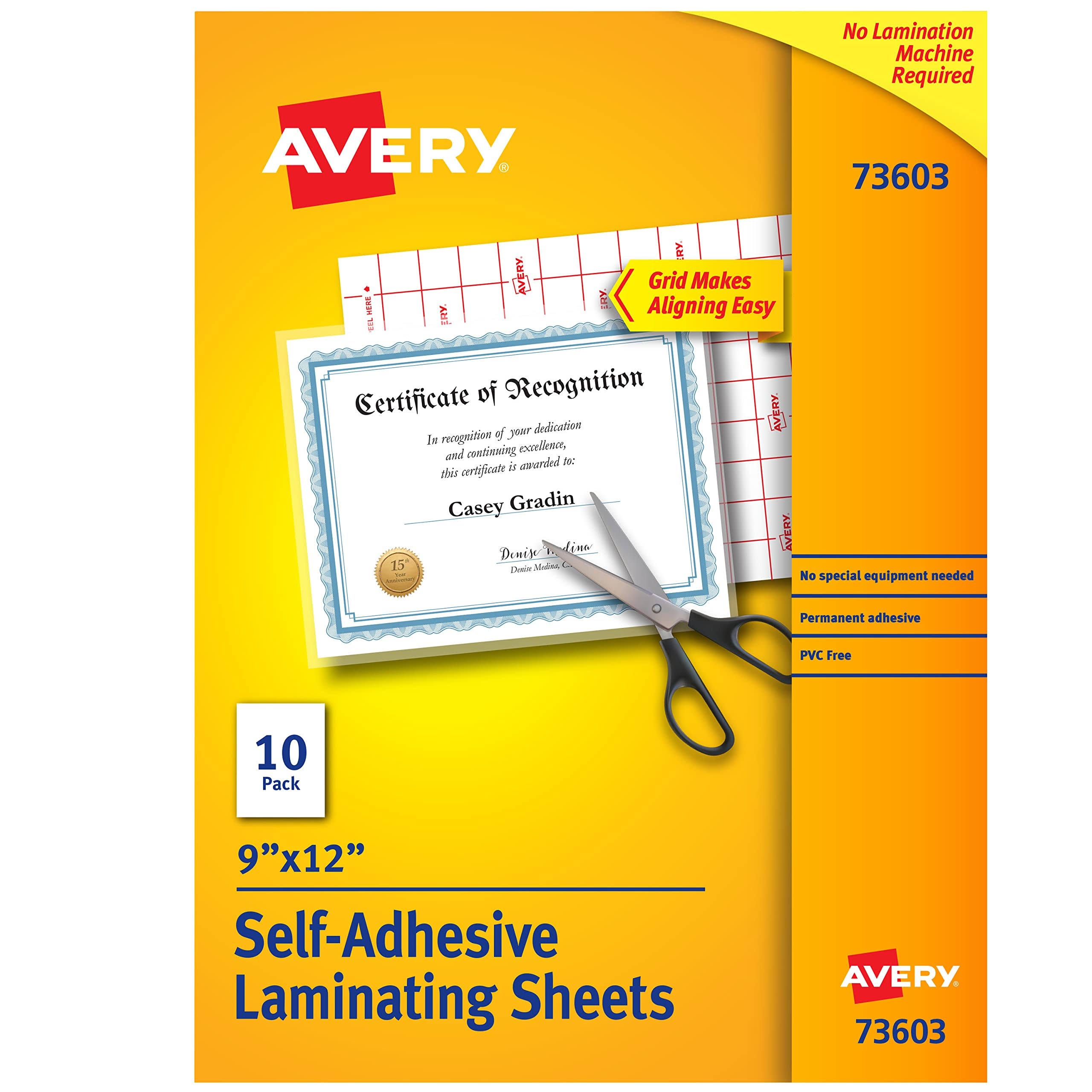 Avery Clear Self-Adhesive Laminating Sheets: Easy, PVC-Free Laminating Solution | Image