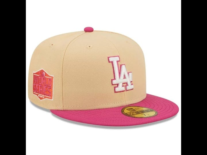 mens-new-era-orange-pink-los-angeles-dodgers-2020-world-series-mango-passion-59fifty-fitted-hat-1