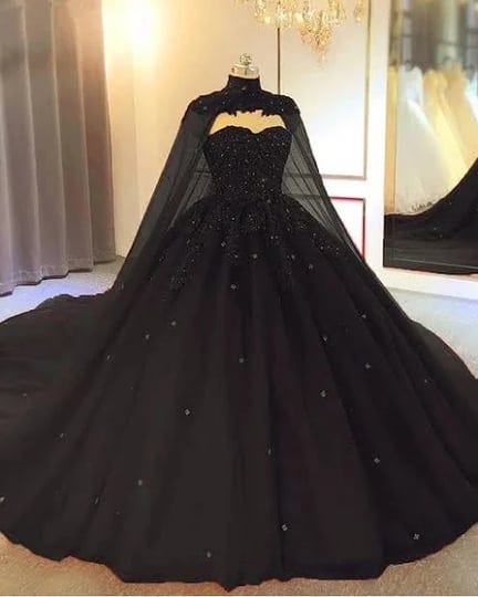 buypromdress-tulle-lace-black-wedding-dress-gothic-applique-ball-gown-with-cape-custom-size-1