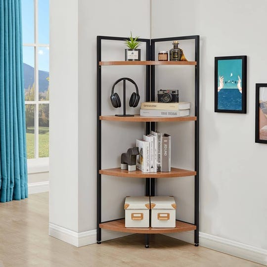 saygoer-corner-bookshelf-4-tier-stand-storage-shelf-modern-black-bookcase-ladder-standing-shelves-di-1