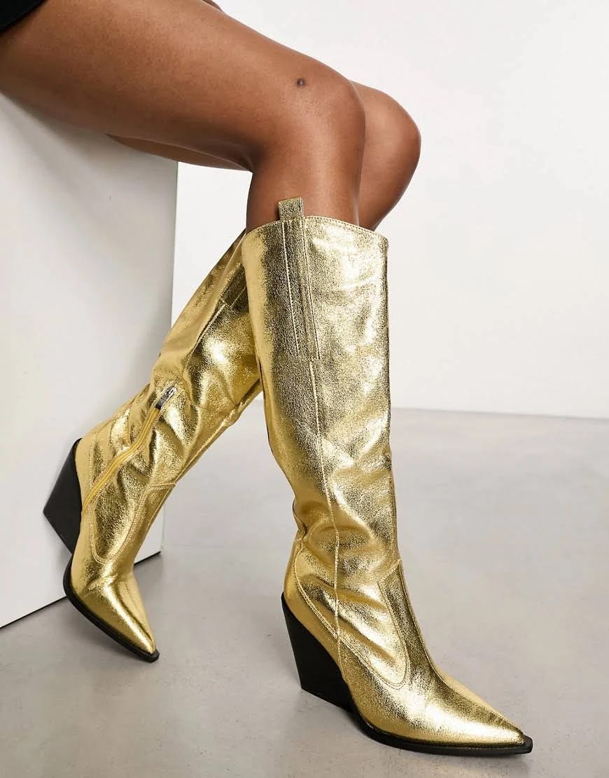 Golden Western Knee-High Boots by Public Desire | Image