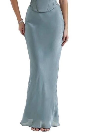 house-of-cb-womens-cool-blue-amadi-mid-rise-stretch-satin-maxi-skirt-m-1