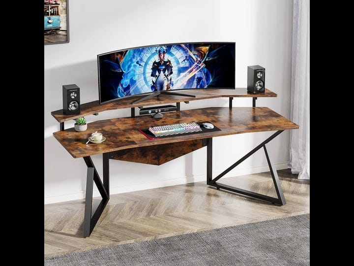tribesigns-computer-desk-70-9-large-home-office-desk-with-monitor-stand-modern-wing-shaped-gaming-st-1