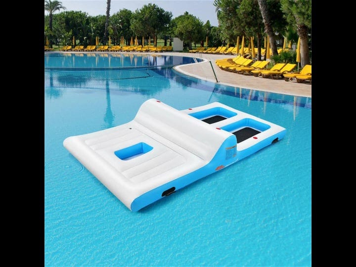 bestcosty-floating-4-person-inflatable-lounge-raft-with-130w-electric-air-144-in-1