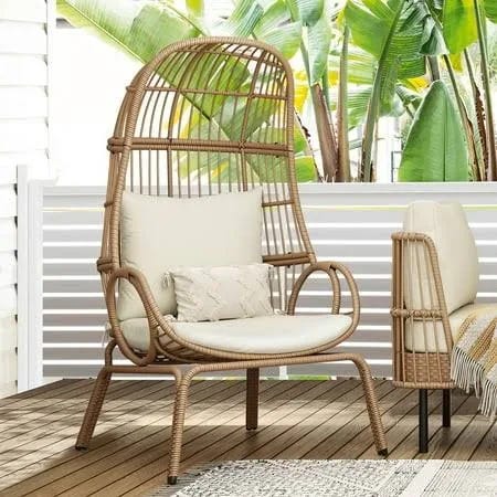 Outdoor Narrow Egg Chair Wicker: Cozy, Weather-Resistant Patio Relaxation | Image