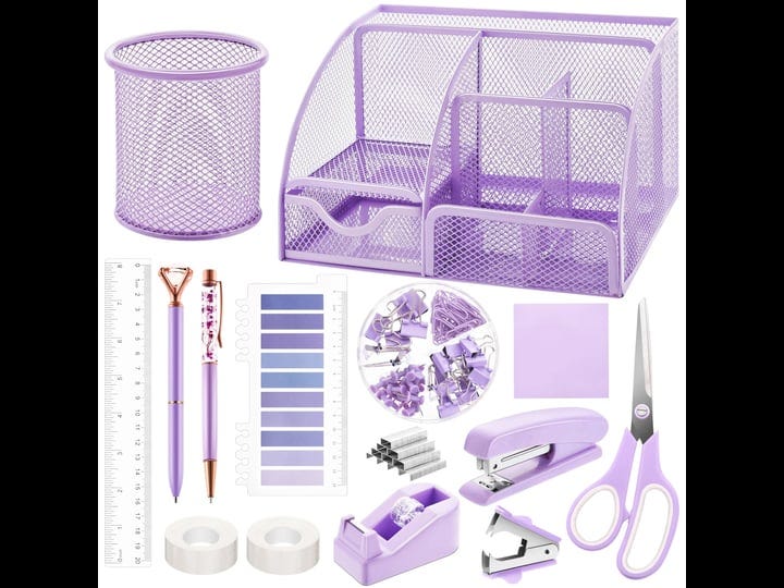 11-pcs-purple-office-supplies-set-mesh-desk-organizer-accessories-kit-include-stapler-tape-dispenser-1