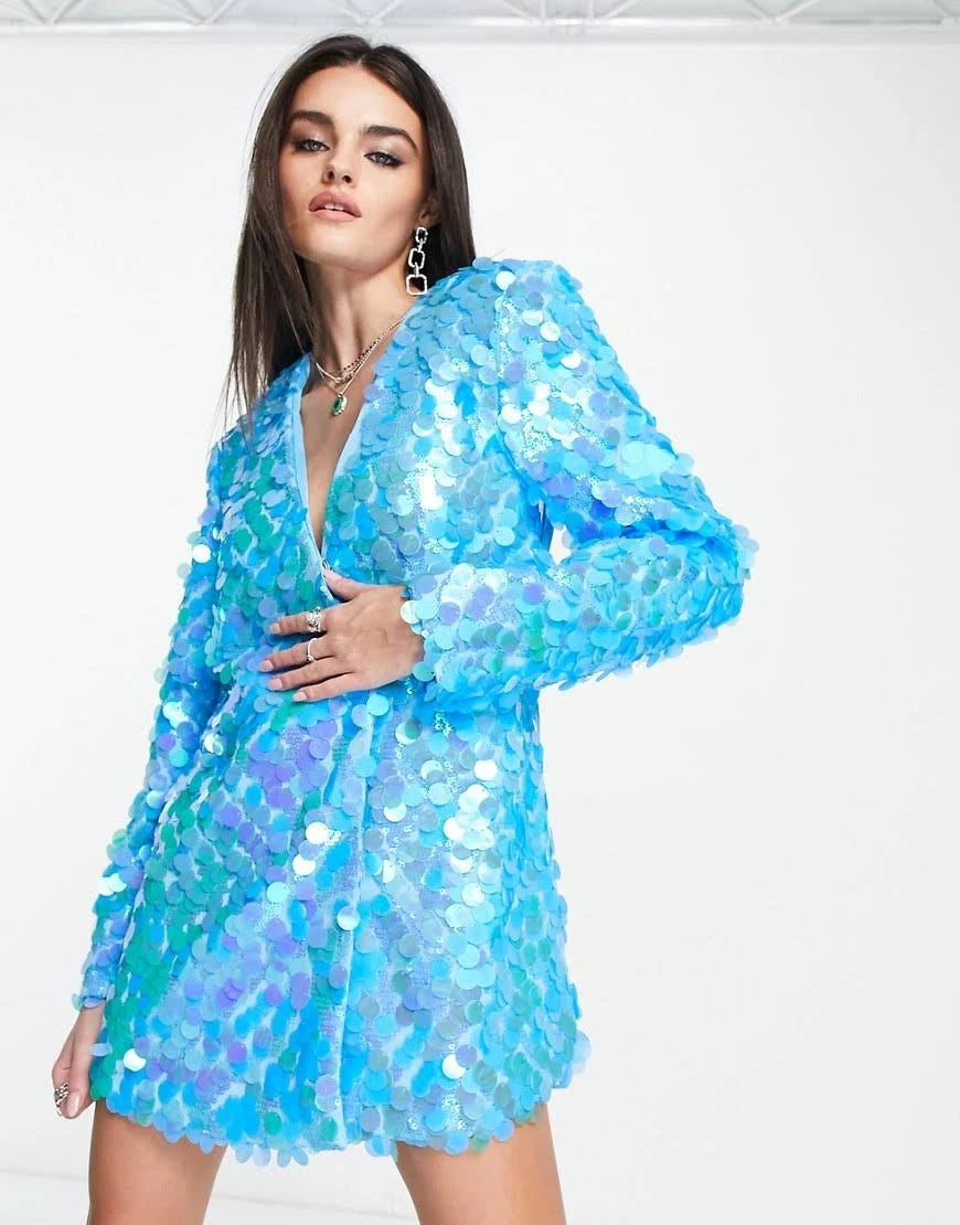 Amy Lynn Sequin Embellished Blazer Dress for Parties | Image