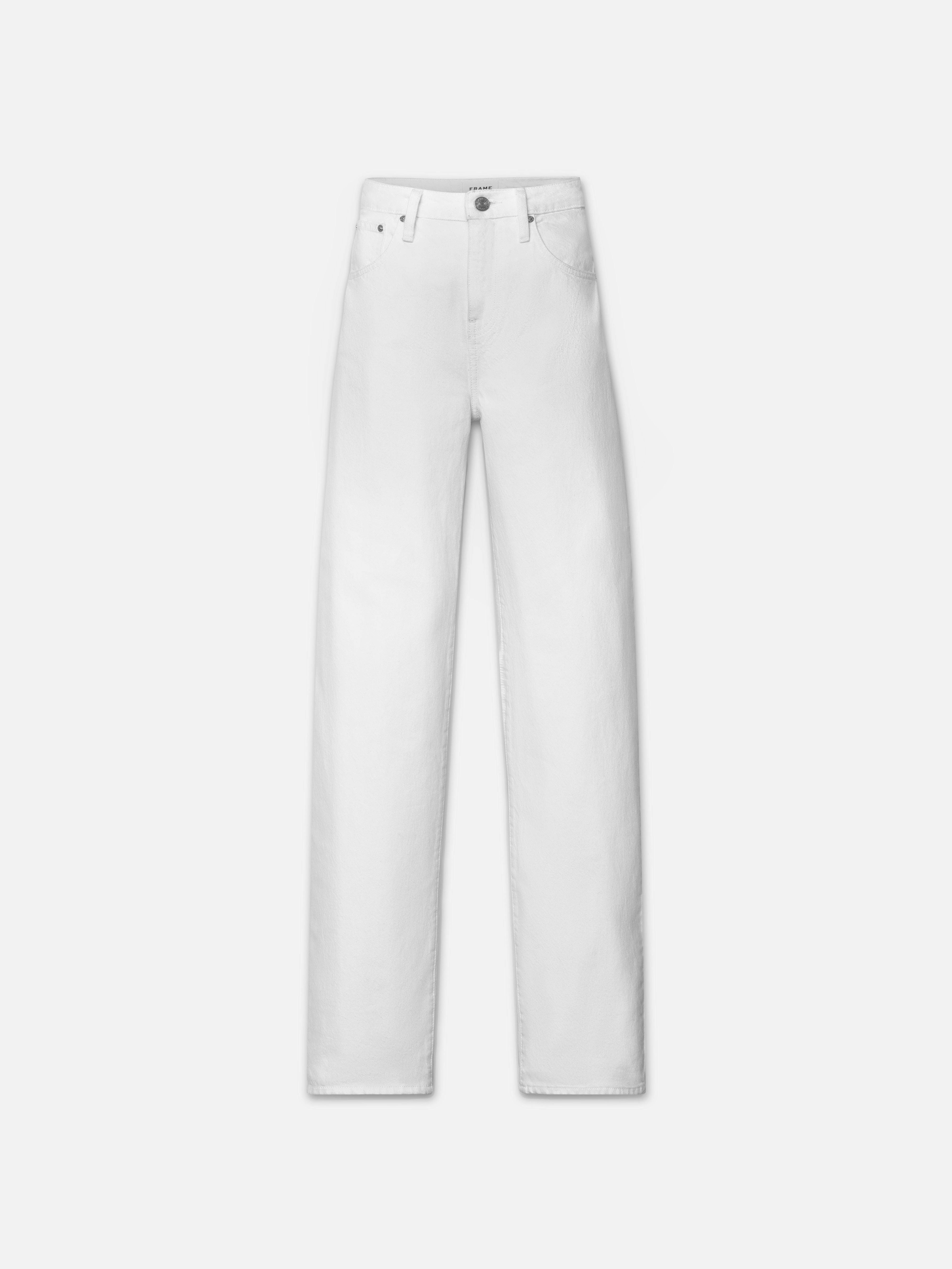 Ultra-High Rise White Denim Barrel Jeans | Image