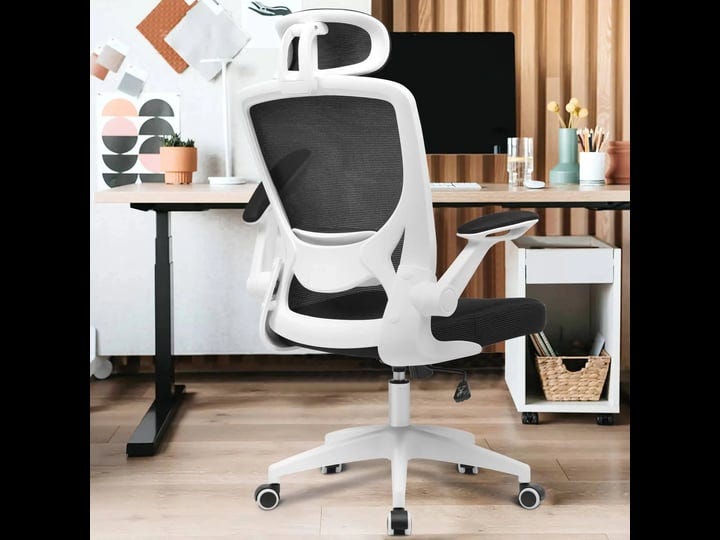 ergonomic-office-chair-coolhut-breathable-mesh-desk-chair-with-headrest-and-flip-up-arms-white-1