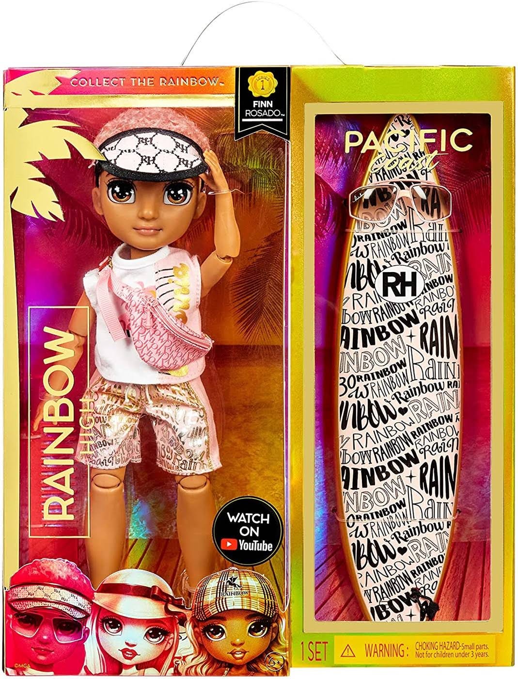 Rainbow High Pacific Coast Finn Rosado Doll with Pool Accessories Playset | Image