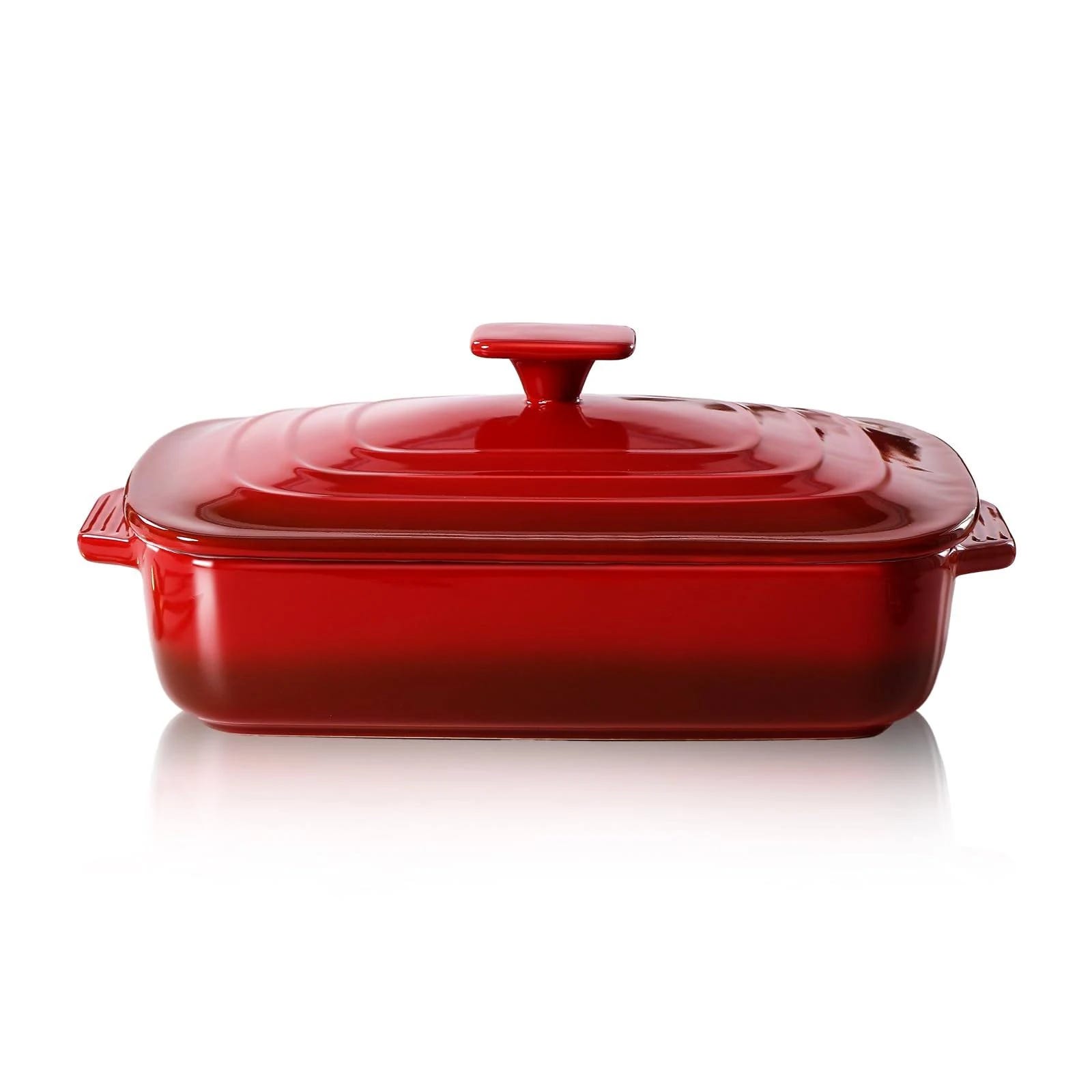 Lareina Large Ceramic Round Casserole Dish with Lid - Ideal for Baking Lasagna and Casseroles | Image