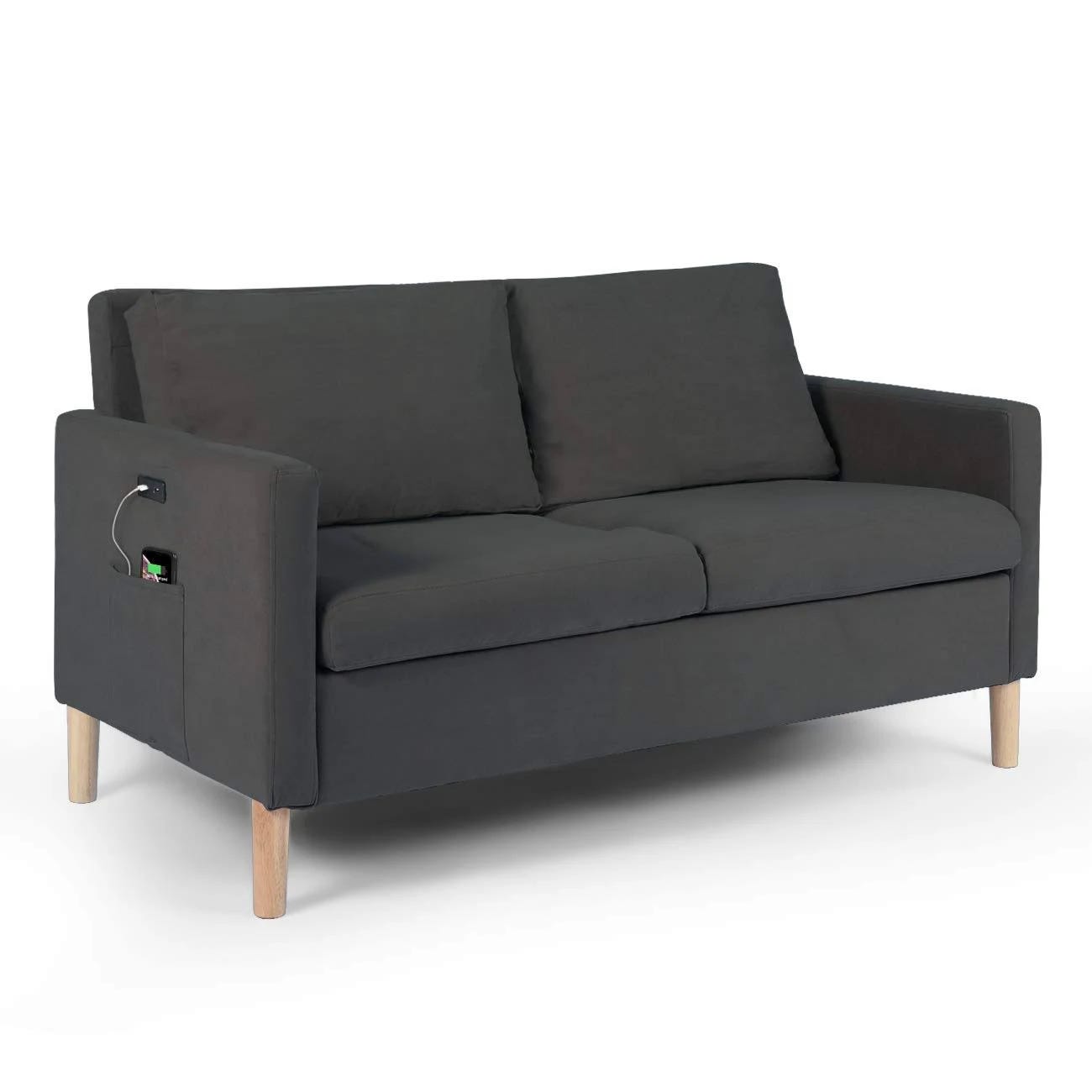 Modern Loveseat Sofa with USB Charging Ports | Image