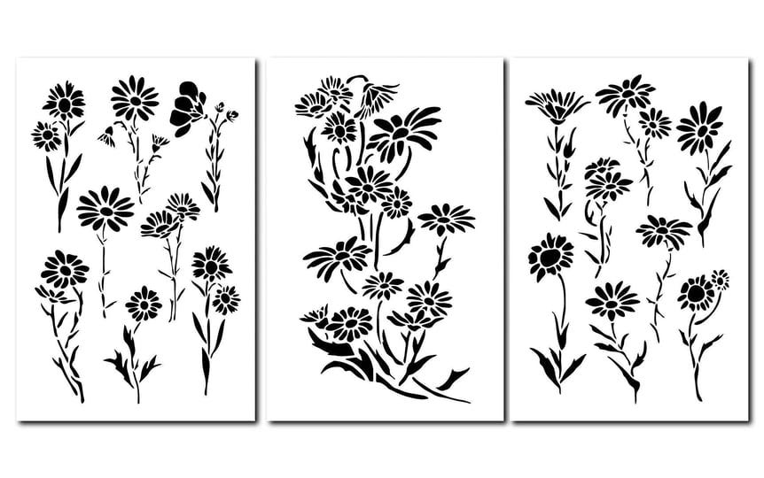 acid-tactical-14-daisy-painting-stencils-wall-decorating-daisies-airbrush-flower-template-3pk-1