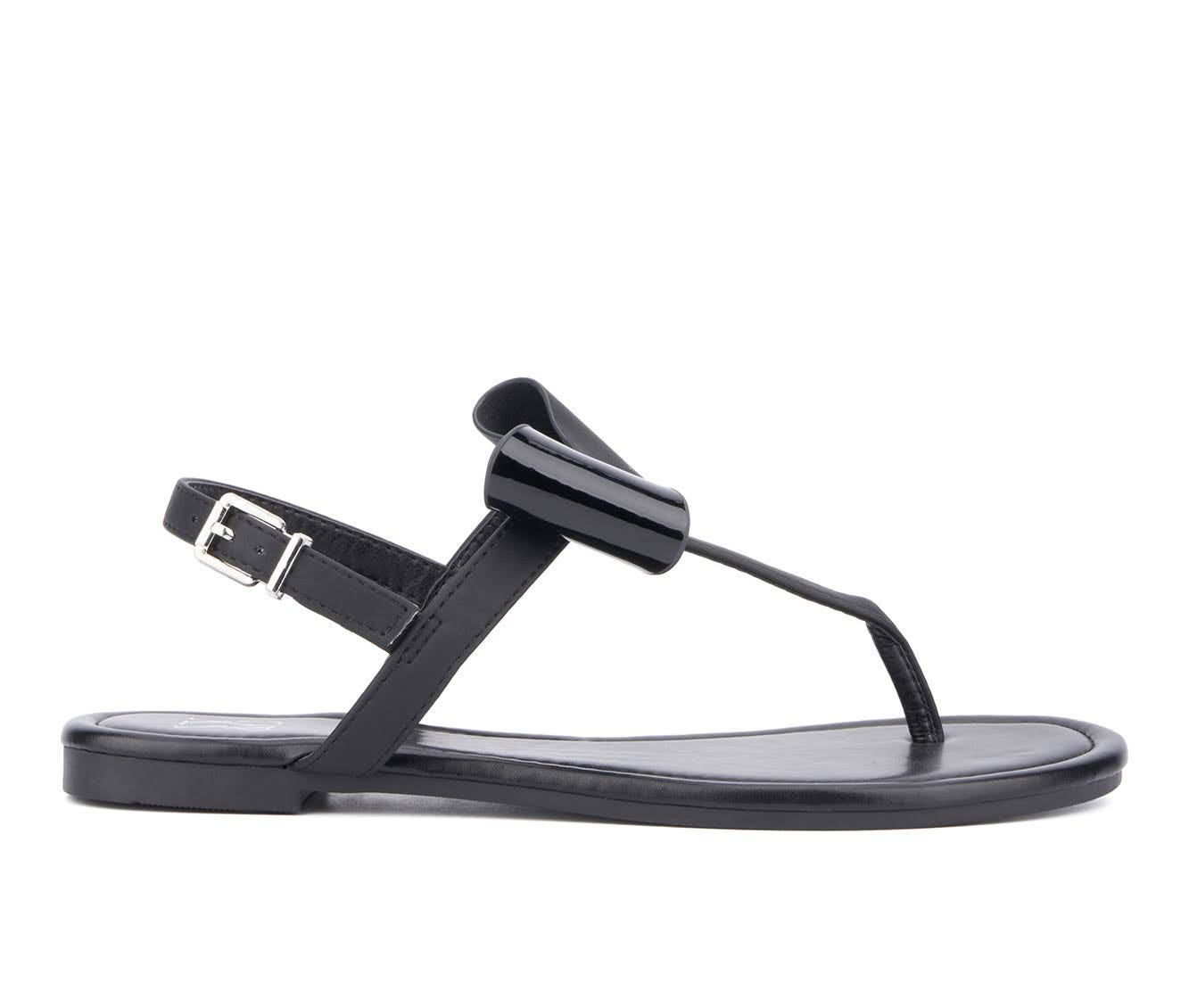 New York & Company Black Flat Strappy Sandals - Size 11M | Image