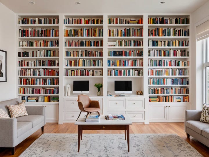 Drawer-Equipped-White-Bookcases-3