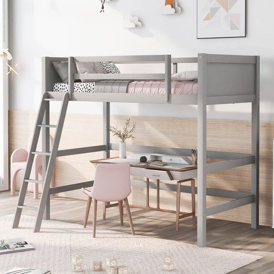 merax-twin-size-junior-loft-bed-with-slide-wood-loft-bunk-bed-for-girls-boysspace-saving-gray-1