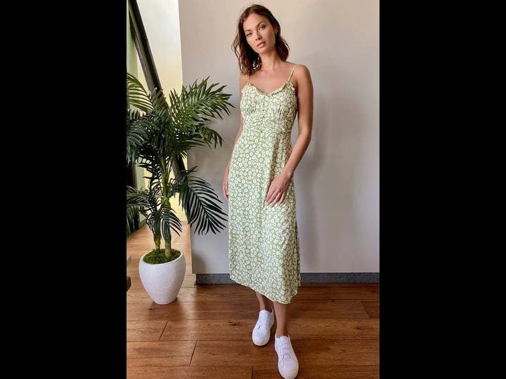 lulus-timeless-touch-green-floral-print-a-line-midi-dress-size-small-100-polyester-1