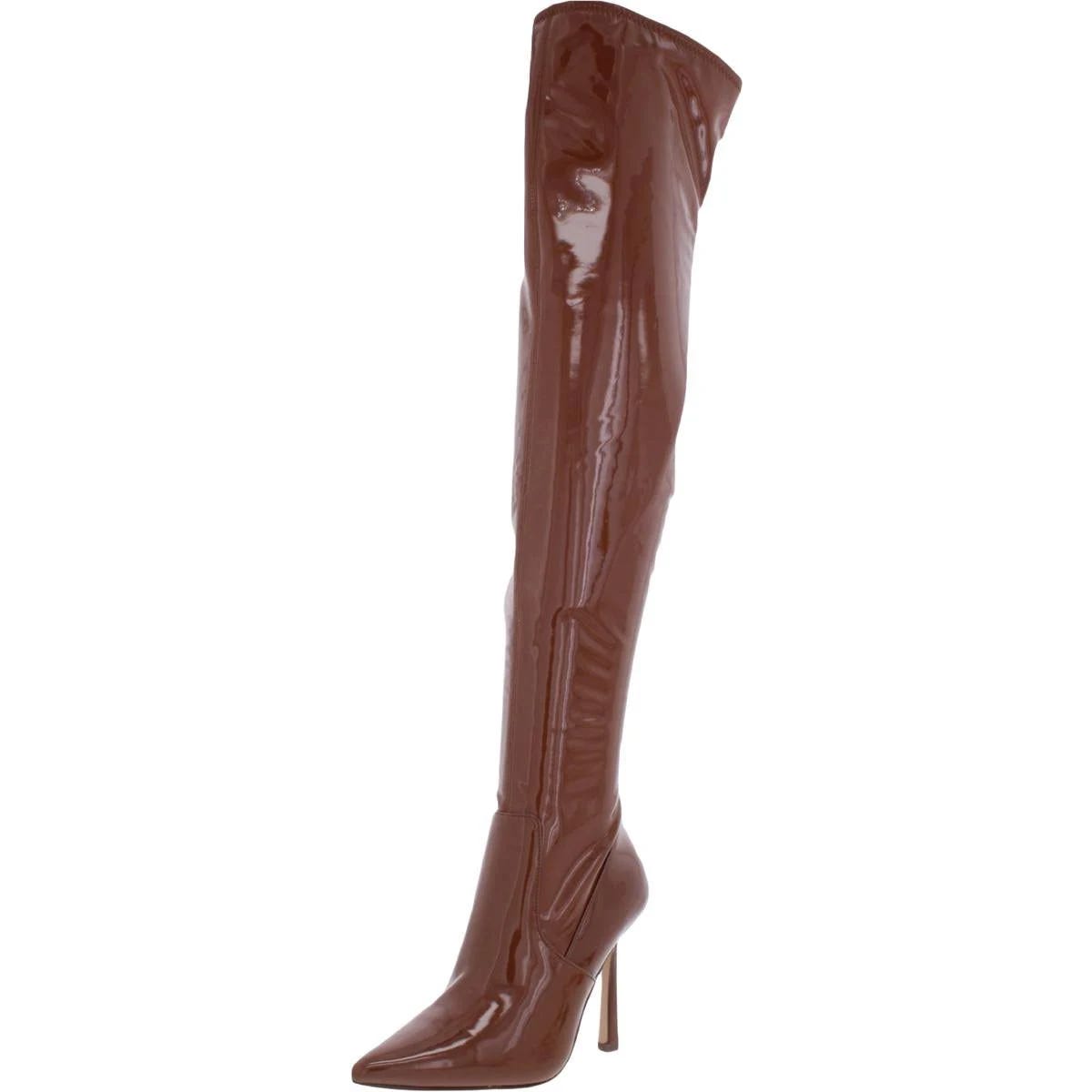 Stylish Brown Thigh-High Boots with Pointed Toe | Image