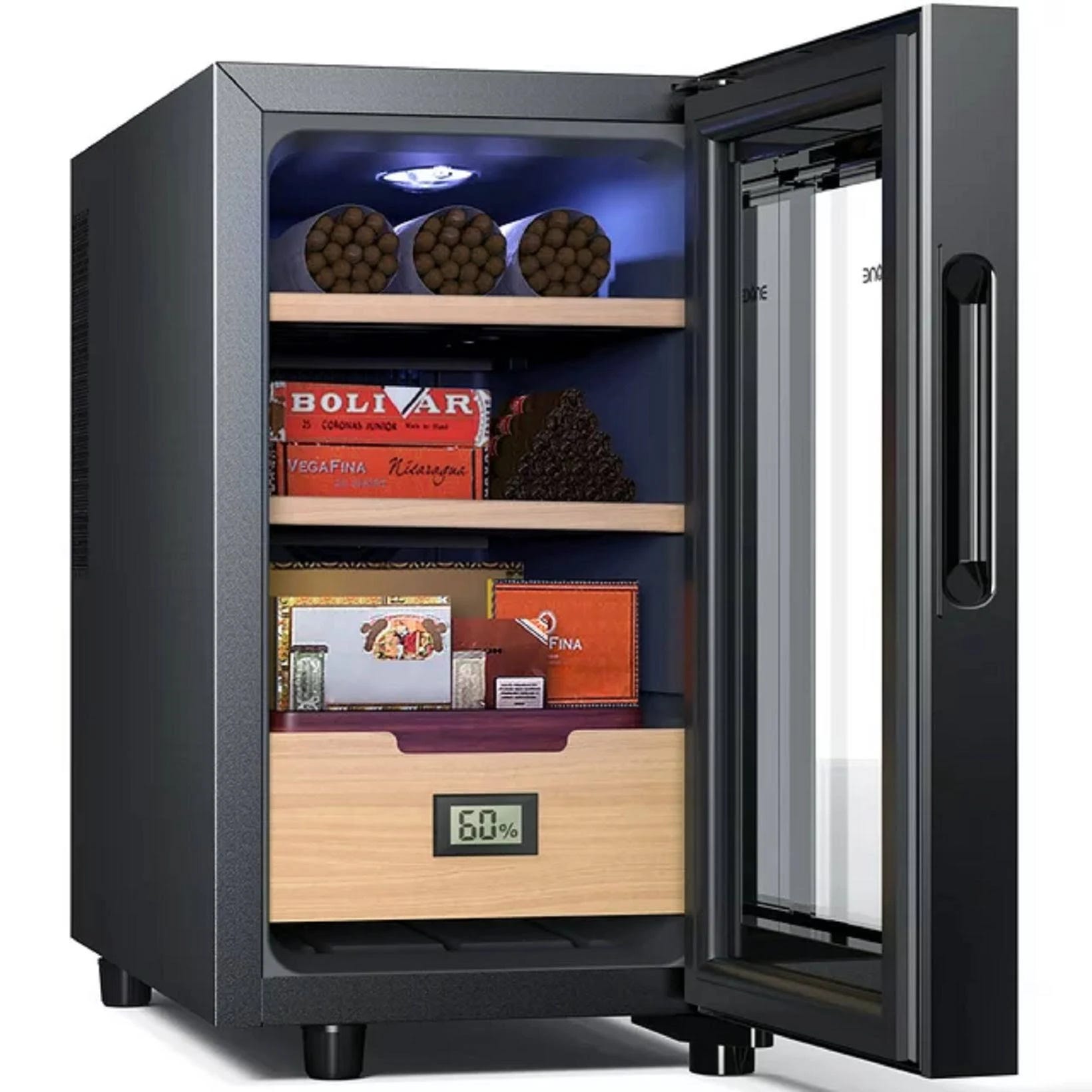 Electronic Cigar Cooler with Adjustable Shelves for 150 Cigars | Image