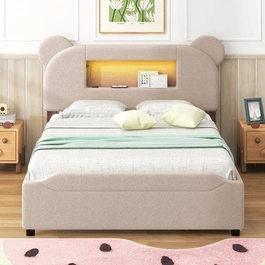 beige-wood-frame-full-size-platform-bed-with-cartoon-ears-shaped-headboard-led-and-usb-1