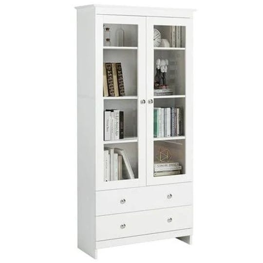 white-bookcase-with-glass-doors-display-cabinet-wooden-bookshelf-organizer-for-home-bedroom-1