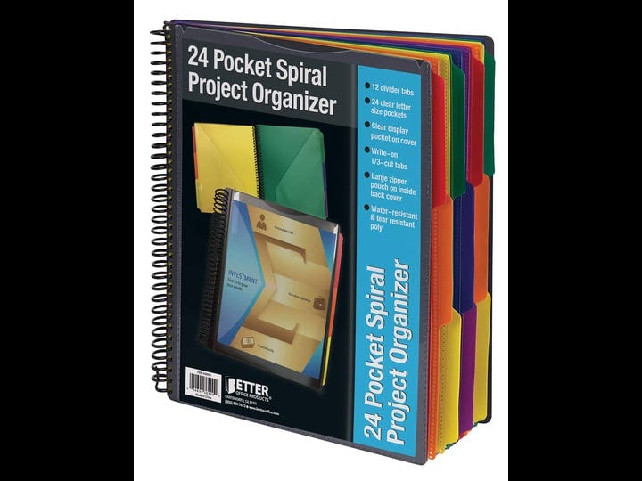 24-pocket-poly-spiral-project-organizer-heavy-duty-with-back-cover-utility-pouch-1-3-cut-tabs-12-tab-1