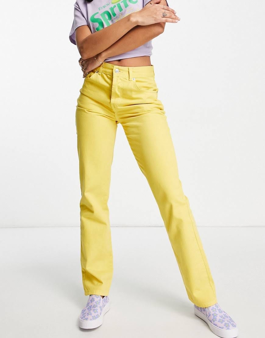 Sunshine Yellow High-Rise 90s Straight Leg Jeans | Image