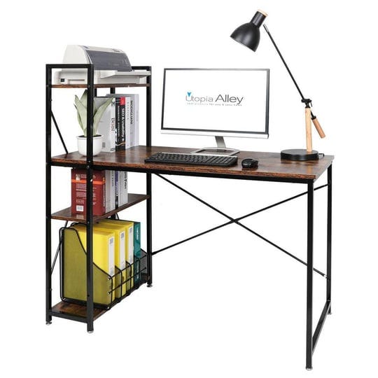 utopia-alley-sh74wd-47-in-modern-style-computer-desk-with-4-tier-storage-bookshelves-rustic-brown-1