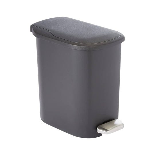 amazon-basics-compact-bathroom-plastic-rectangular-trash-can-with-steel-pedal-step-black-6-liters-1