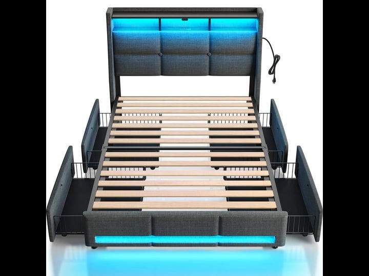 rolanstar-twin-size-bed-frame-with-led-lights-and-charging-station-upholstered-bed-storage-headboard-1