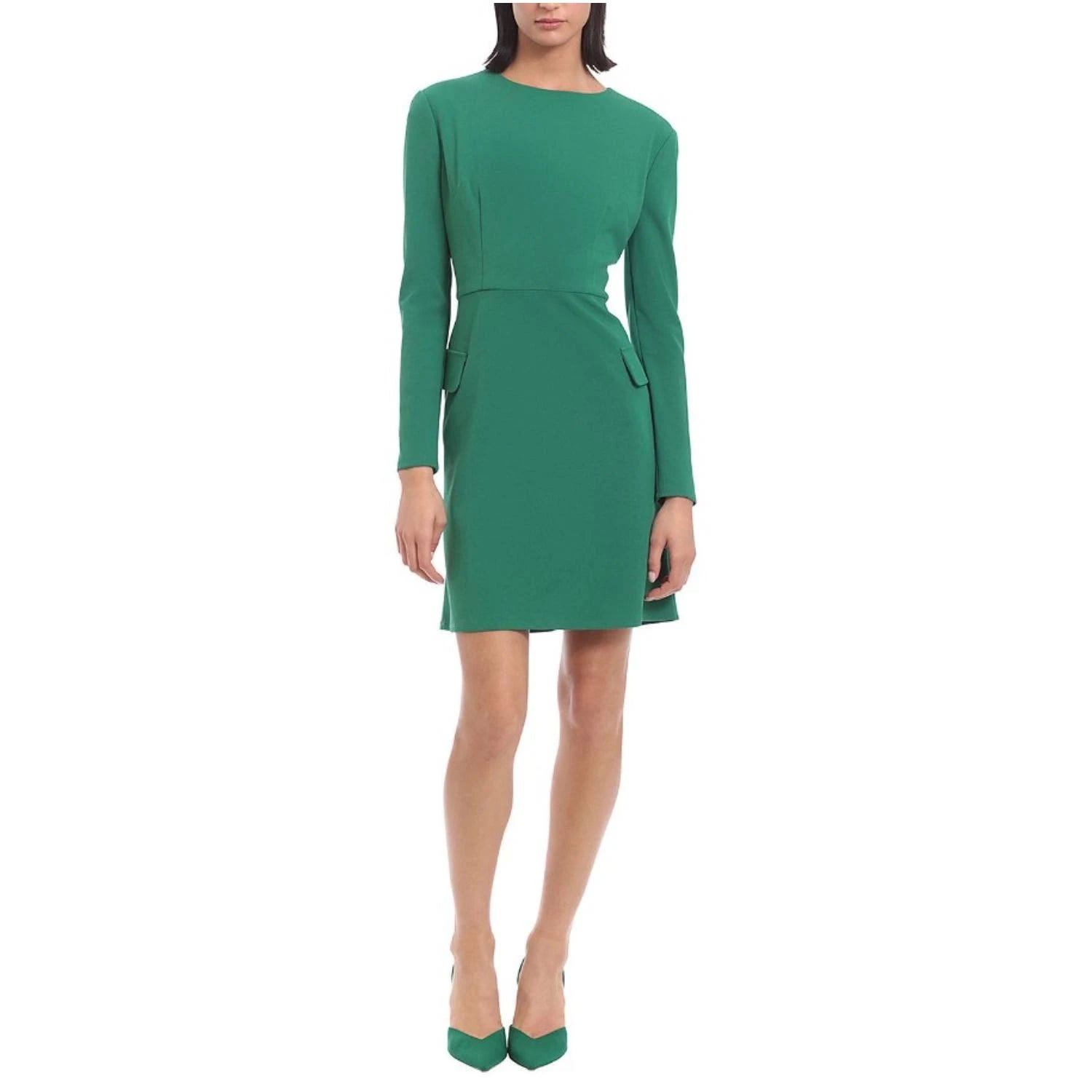 Classic Green Long Sleeve Sheath Dress for Women | Image