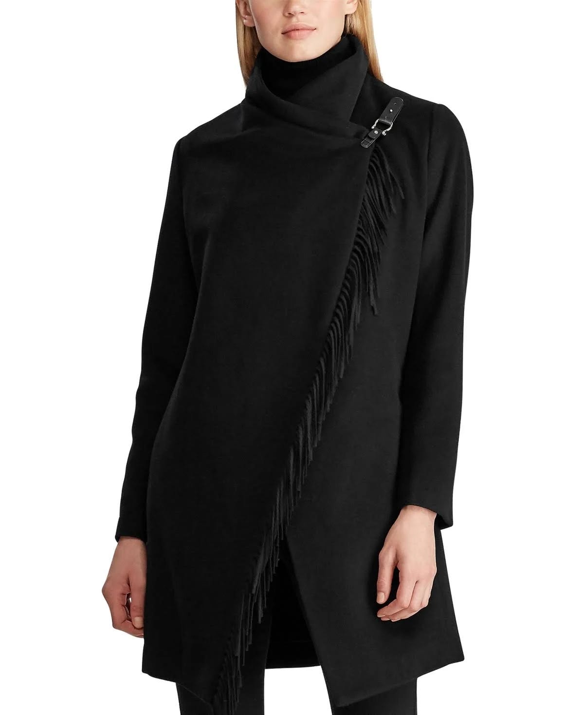 Fringe Wrapped Womens Wool Blend Jacket | Image