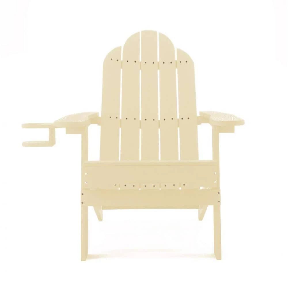 Miranda Sand Recycled Plastic Adirondack Chair with Cup Holder | Image