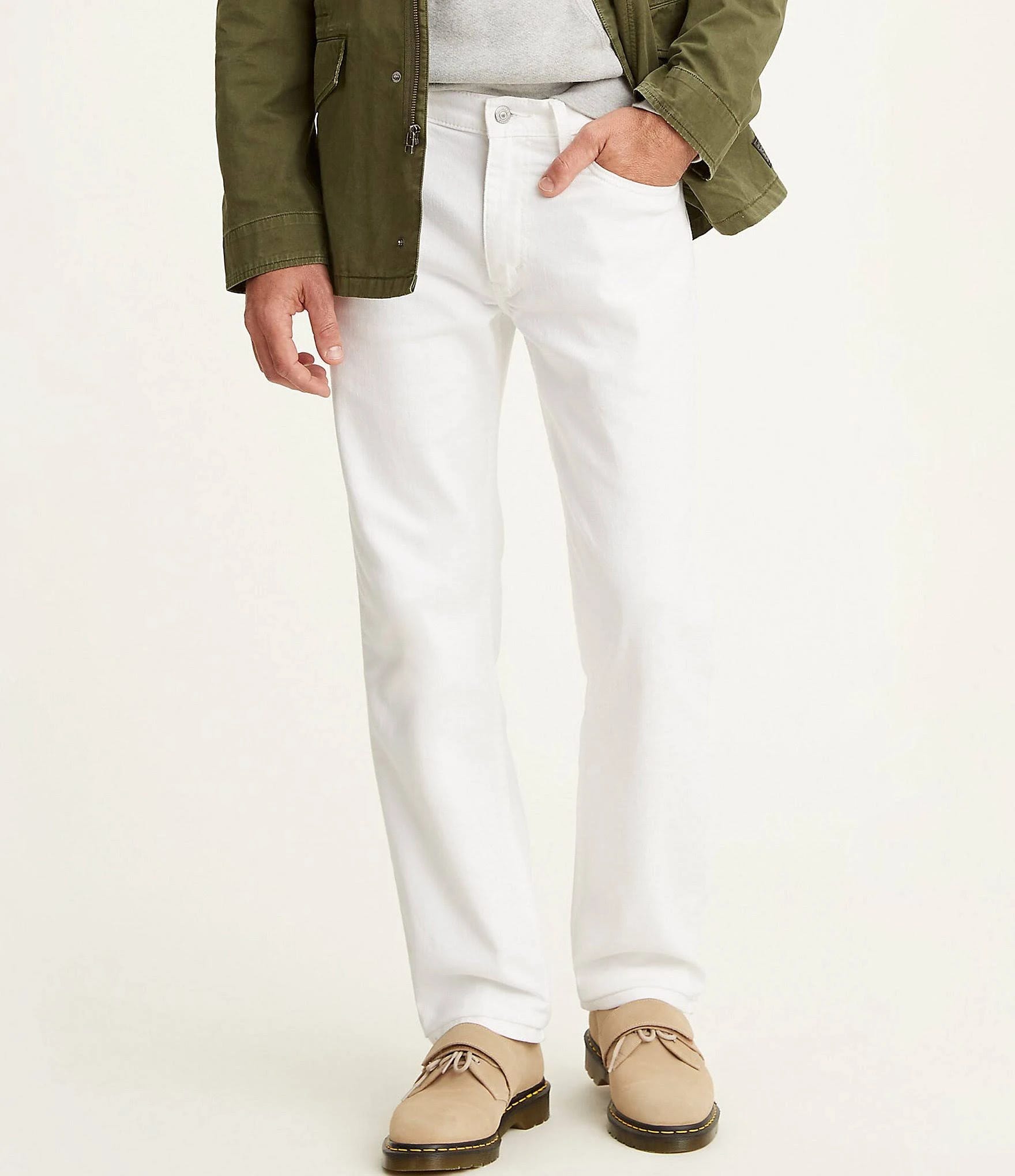 Stylish Levi's Straight Men's White Jeans with Stretch | Image