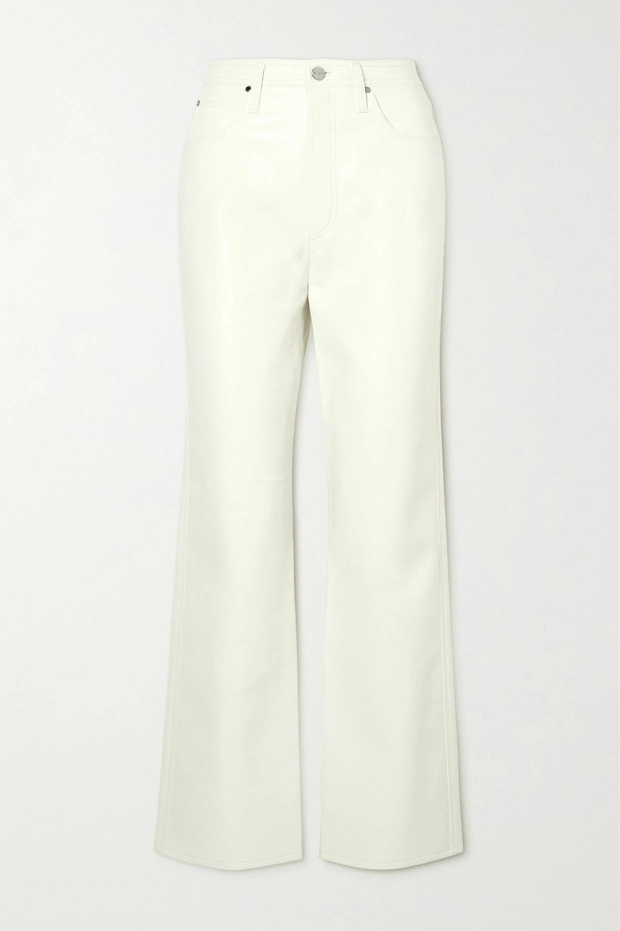 '90s Inspired Recycled Leather Pants - White | Image