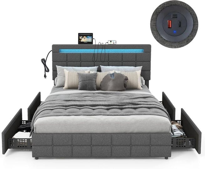komfott-bed-frame-with-charging-station-led-lights-upholstered-platform-bed-frame-with-adjustable-he-1