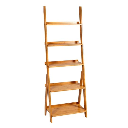 k-kelbel-bookshelf-5-tier-bamboo-ladder-shelf-59-4-book-shelf-bookcase-floor-freestanding-multipurpo-1