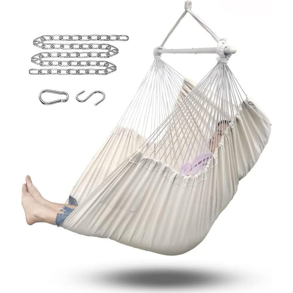 Large, Heavy Duty Beige Hammock Swing Chair Max 500 lbs. | Image