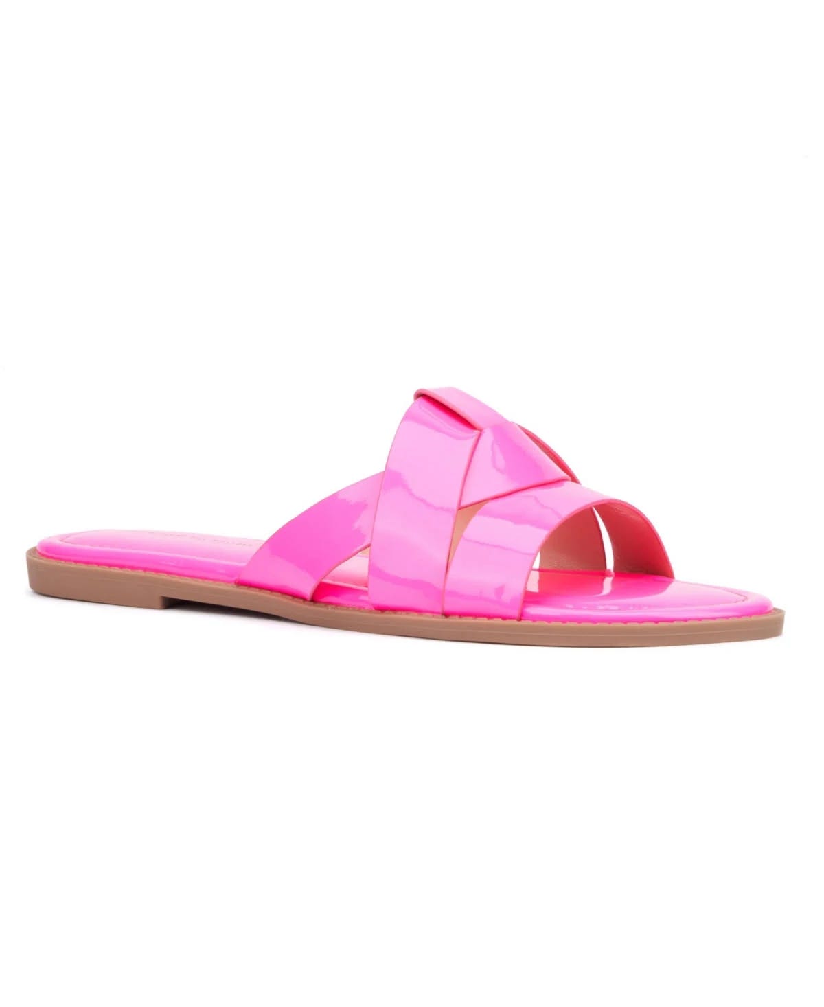 Fuchsia Pink Patent Sleek Slide Sandals with 0.2