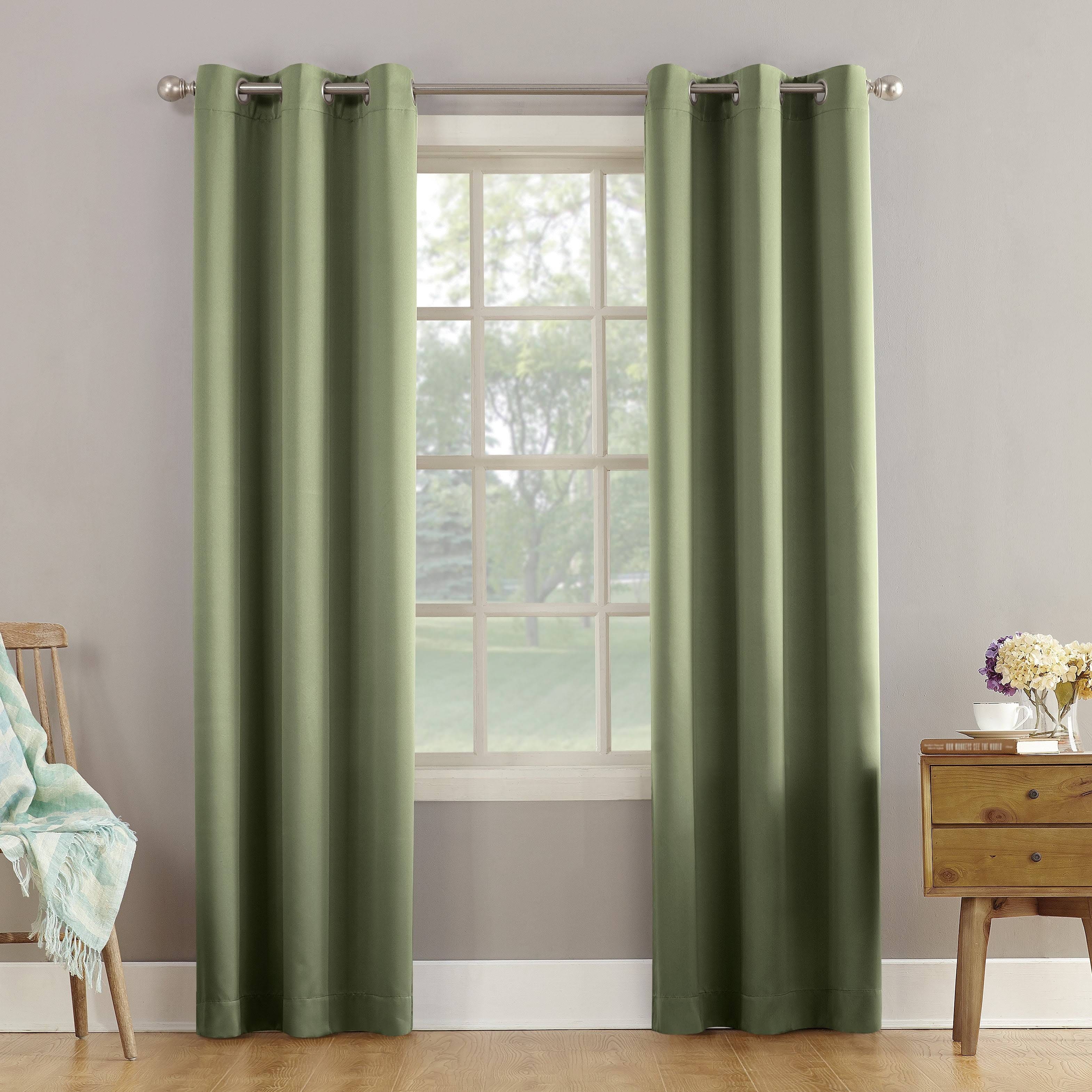 SunZero Arya Room Darkening Grommet Curtain Panel: Sage Green, 40x84, Room-Darkening, Machine Washable | Image